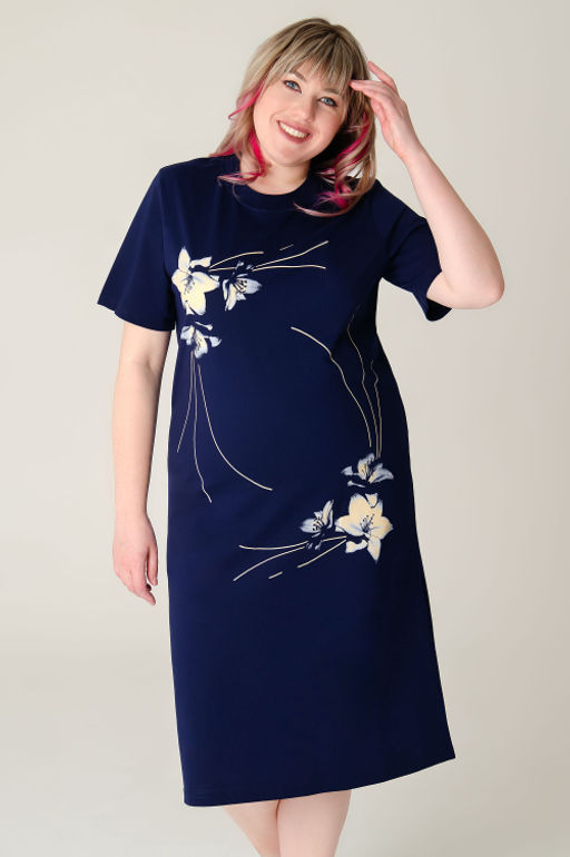 Арт. 4160 Домашняя туника женская 52-60 (5 шт) Цвет:темно-синий