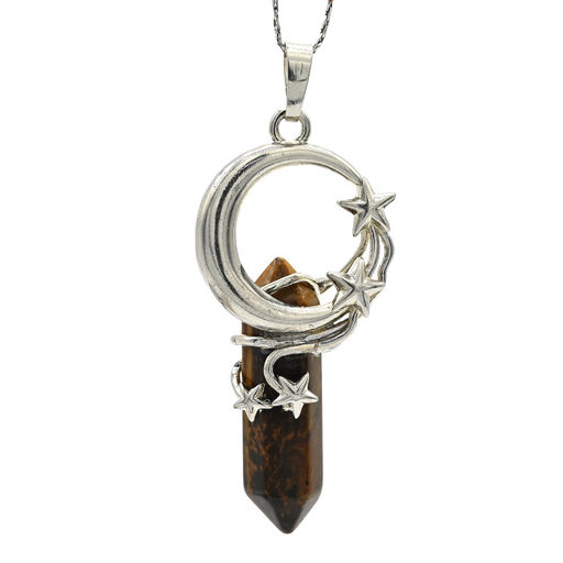 Кулон кристалл Месяц 23*40мм с тигровым глазом