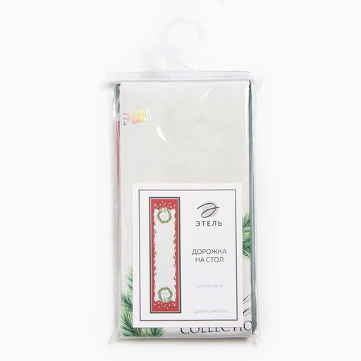 Дорожка на стол Этель Рождественский венок 40х147 +/- 5 см, 100% хл, саржа 190 гр/м2  фото 2
