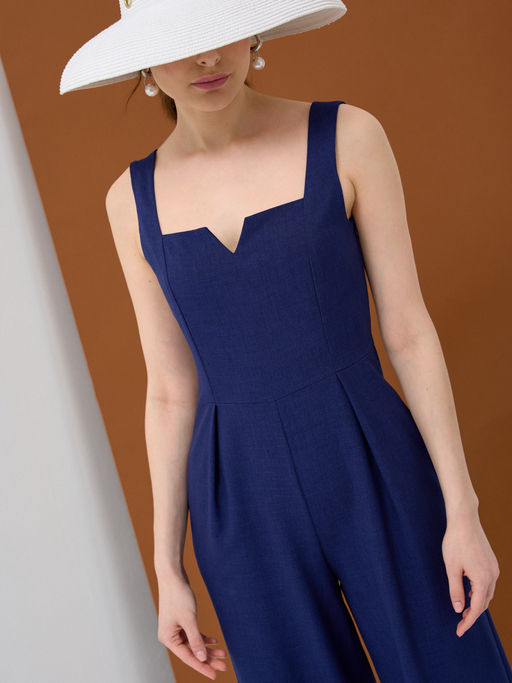Комбинезон лен OD-804-1 синий OD-804-1 - Tantino фото 5