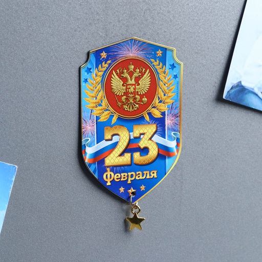 Цена за 3 шт. Магнит с подвеской 23 Февраля, 5.4?8 см