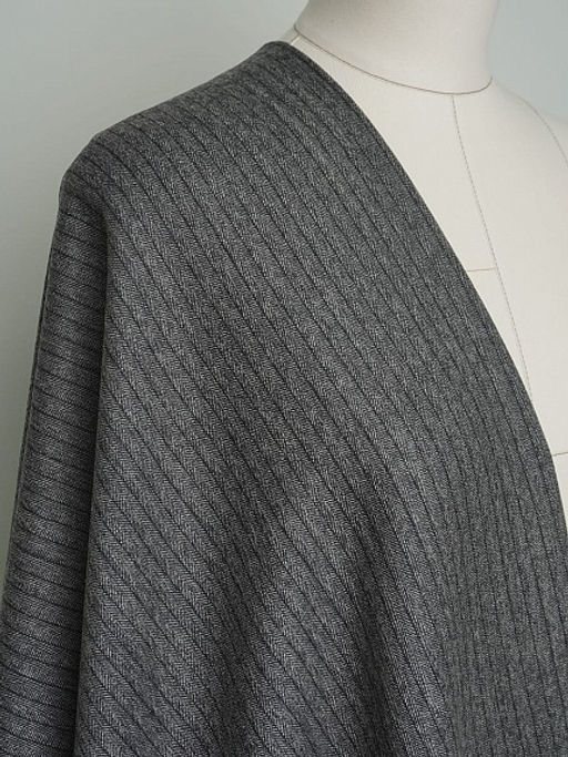 Шерсть костюмная Елочка-полоска цв.т.серый, ш.1.55м, шерсть-75%, п/э-25%, 230гр/м.кв - Купава фото 12