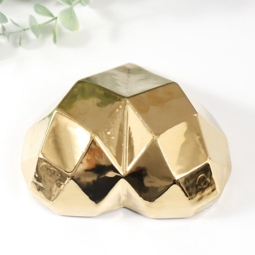 Фигурка керамика Сердце 3D грани, золото, 15?15?5 см