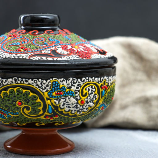 Сахарница узбекская Риштанская Керамика «Самарканд», 300 мл, МИКС