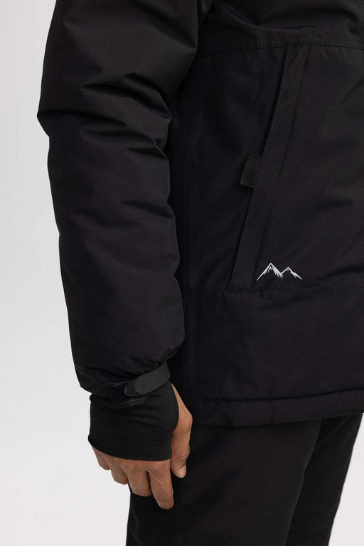 Водоотталкивающее пальто DeFactoFit с капюшоном на флисовой подкладке и на молнии  фото 9