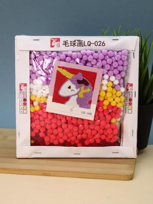 Картина из помпонов на подрамнике Draw Me! Unicorn, (20 х 20 см)