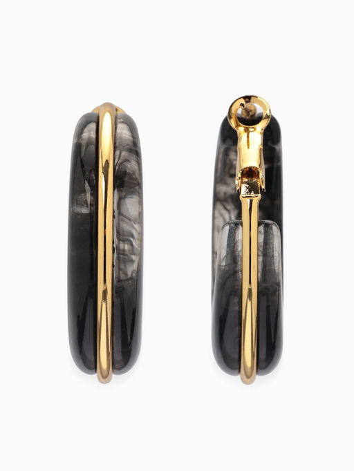 Серьги-кольца акрил «Тренд», чёрные в золоте