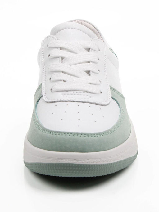 03-C933-7K WHITE/GREEN Кеды кожаные женские (натуральная кожа, натуральная замша)