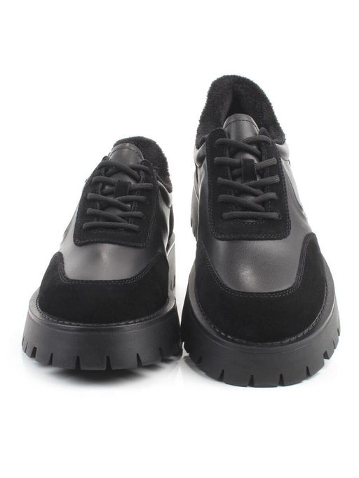 03-XKL23-169R BLACK Полуботинки утепленные женские (натуральная кожа, натуральная замша, байка)