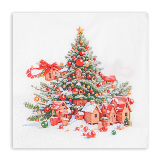 Цена за 2 шт. Салфетки новогодние бумажные Pero Prestige Сказочный город, 3 слоя, 33?33 см, 20 шт.