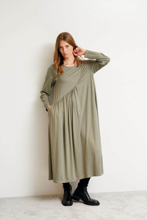 Платье из трикотажа свободного А-силуэта Marlen (Цвет: Хакки) - Morozov Amavie фото 4