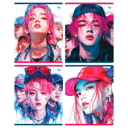 Цена за 2 шт. Тетрадь 48л. BG "K-pop" клетка (Т5ск48_лг 08797) глянцевая ламинация