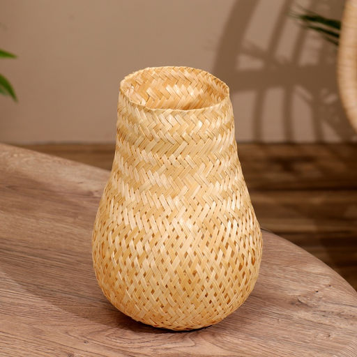 Вазочка, 15×15×18 см, плетёная, бамбук