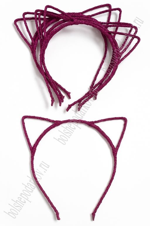 Ободки "Ушки" 5 мм ткань с люрексом (10 шт) SF-1128, фукси