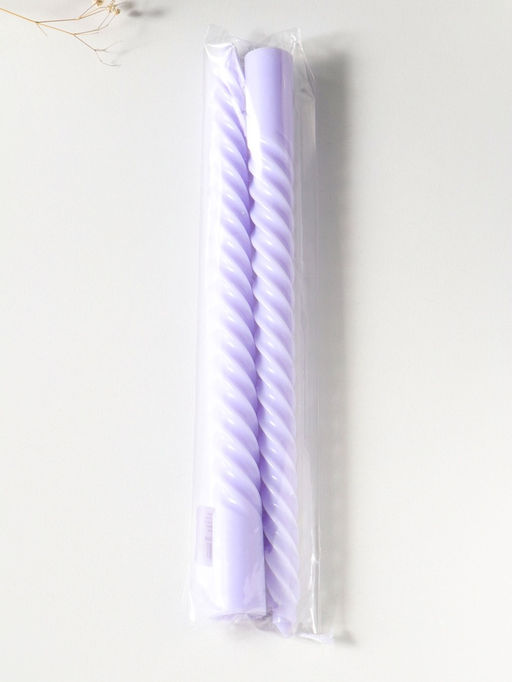 Цена за 2 шт. Свеча витая 25 см (набор 2 шт) 57 гр, 5 ч, цв. лаванда