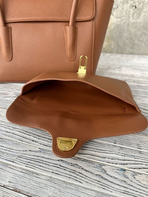 Женская кожаная сумка с клатчем 509286 Браун