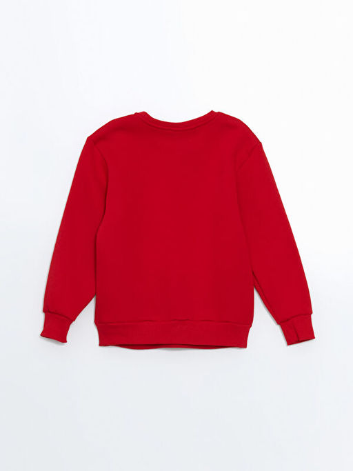 Bisiklet Yaka Bask?l? K?z ?ocuk Sweatshirt