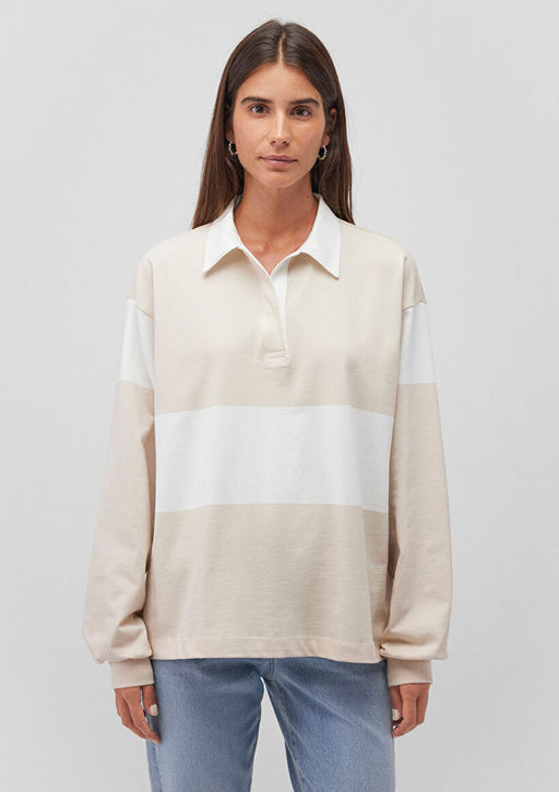 Cizgili Polo Tisort - Mavi фото 3