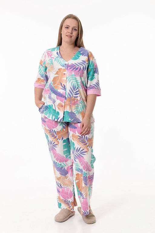 Пижама рубашка и брюки М325384рм розовый/ментол - Елена фото 7