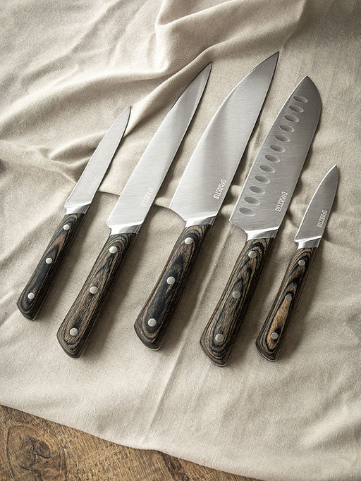 Разделочный нож черный нержавеющая сталь; ручка: дерево - Denastia фото 6