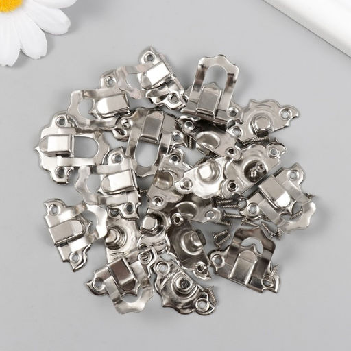 Замок металл для шкатулки серебро + гвозд. набор 10 шт 2,9х3 см - Арт узор фото 3