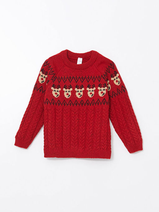 Bisiklet Yaka Y?lba?? Temal? Erkek ?ocuk Kazak