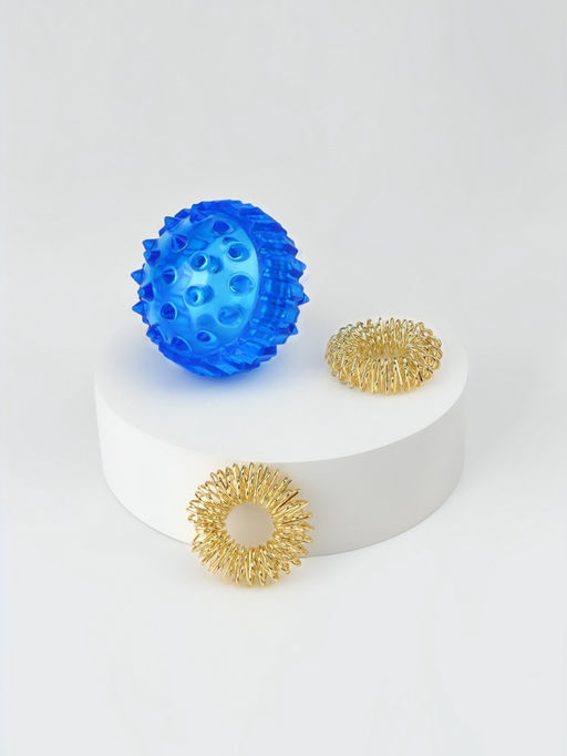 Массажёр для рук и ног, d=3.5 см, 2 кольца, синий