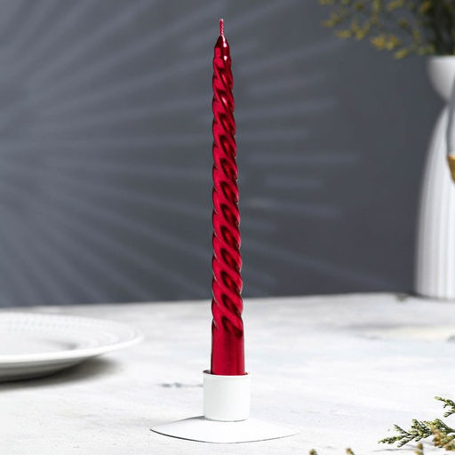Набор свечей витых, 1.9×20 см, 6 шт., рубиновый металлик
