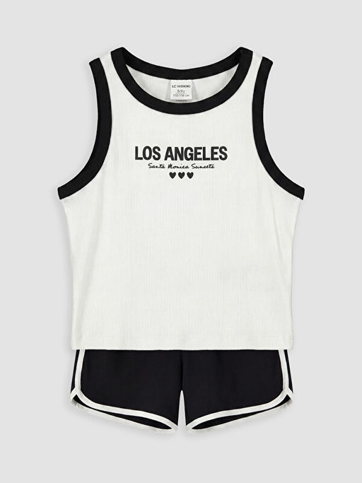 Los Angeles Bask?l? K?z ?ocuk ?ortlu Pijama Tak?m?