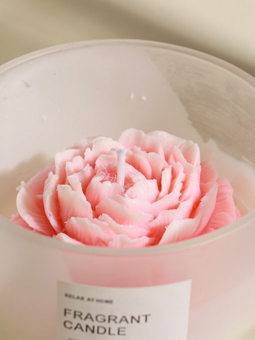 Свеча интерьерная в стакане "Нежно-розовый пион" 11х11х8 см