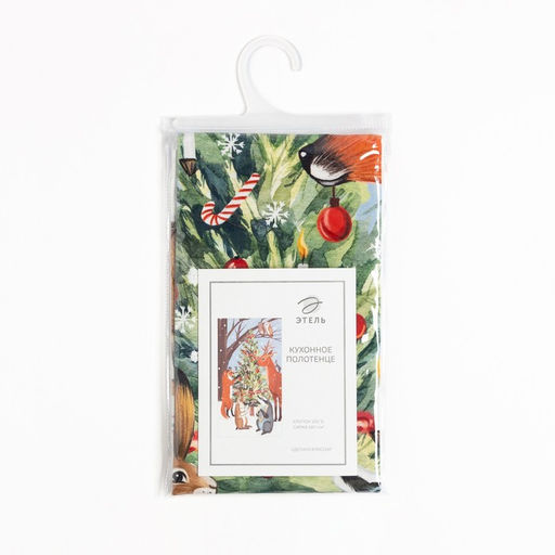 Новогоднее полотенце Этель New year forest 40х73см, 100% хл, саржа 190 гр/м2  фото 5
