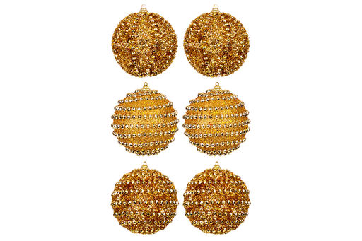 Набор 6 новогодних шаров 9,5*9,5 см Золотой узор - Elan gallery фото 4