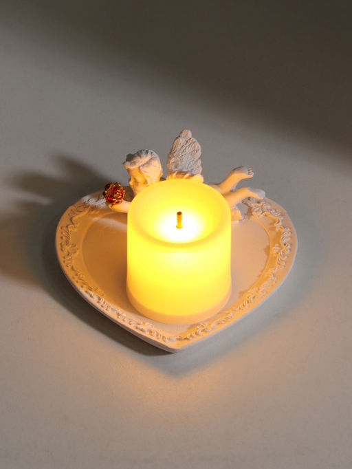 Подставка для колец, мелочей Белоснежный ангел с красным шаром, подсвечник, 3?8.6?8.2 см, МИКС