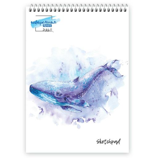 Аква-колор IBWS-A4 Изостудия Альбом для рисования (скетчпад) с акварельной бумагой 100% целлюлоза 200 г/м2 A4 30 х 21 см на спирали 20 л. 02_кит среднезернистая