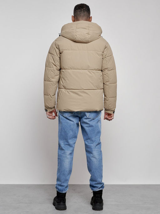 Куртка молодежная мужская зимняя с капюшоном бежевого цвета 8356B - Wonderrman фото 5
