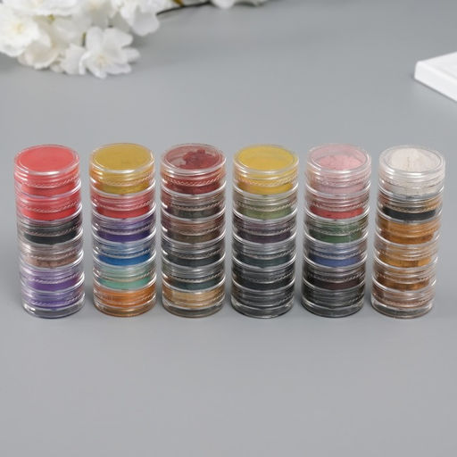 Глиттер для творчества «Пудра-втирка. Краски осени», набор 36 шт. в баночка - 1 г, 6×9×8 см