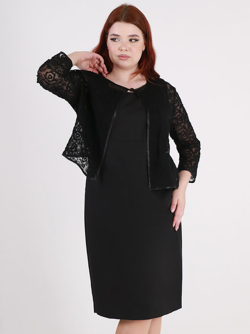 Платье-футляр больших размеров черное с накидкой - Almond фото 4