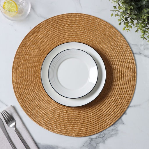 Цена за 2 шт. Салфетка сервировочная на стол Доляна «Лофт», d=38 см, песочная