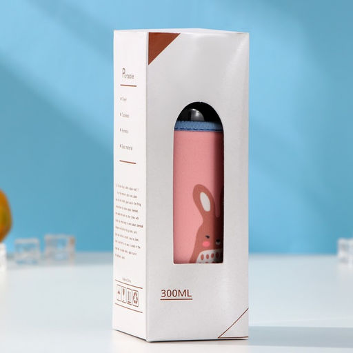 Бутылка для воды «Весёлые зверята», 300 мл, h=17 см, в чехле, стекло, МИКС