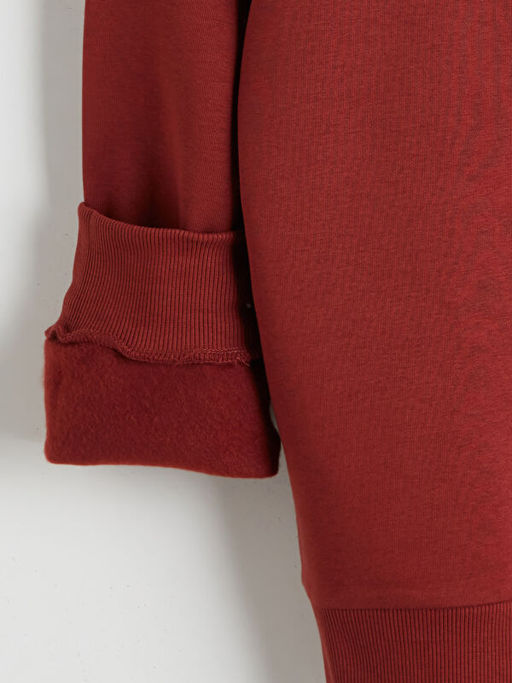 Bisiklet Yaka Bask?l? Erkek Kal?n Sweatshirt
