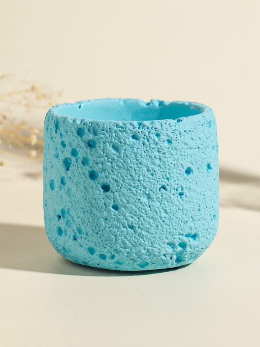 Свеча в вулканическом подсвечнике "Лава" голубая 8,5х8,5х7,5 см