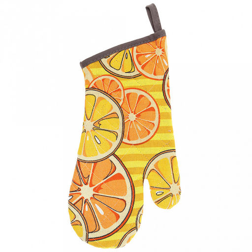 Кухонный комплект "Апельсинки, вид 5": прихватка-варежка 15х30см + прихватка 20х25см форма "Капелька", рогожка 171г/м2, хлопок 100%, наполнитель - ватин 280г/м2, на пластмассовом подвесе, "Домашняя мода" (Россия)