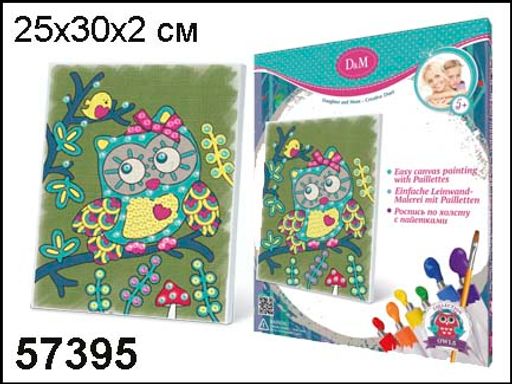 D&M Роспись по холсту арт.57395 "Совушка" 25*30 см.