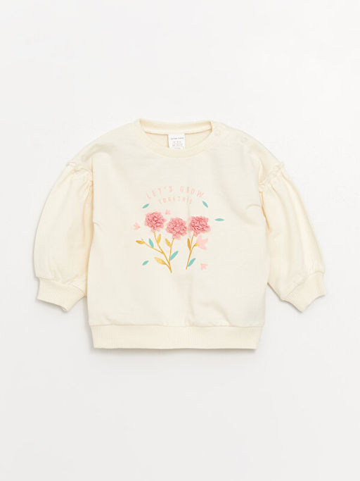 Bisiklet Yaka Uzun Kollu Bask?l? K?z Bebek Sweatshirt ve Tayt 2li Tak?m - Waikiki фото 2