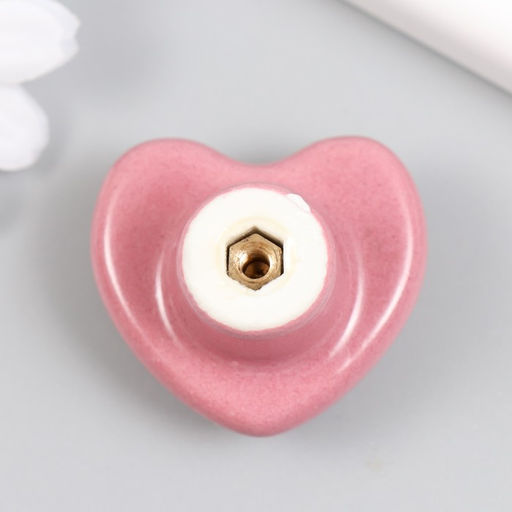 Ручка для шкатулки керамика, металл Сердечко розовая 3,8х3,8х3 см - Simaland фото 3