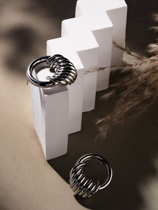 Серьги металл Кольца тренд, цвет золото - Qf фото 4