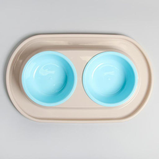 Миска для животных Мур-мяу 0,3л двойная на подставке, светло-бежевая - Пижон фото 5