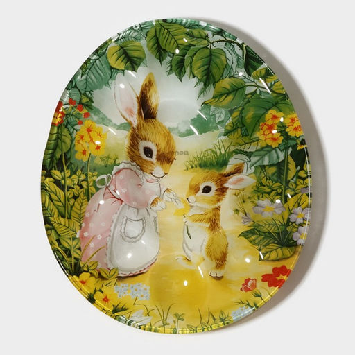 Подставка для яиц 10 ячеек Доляна «Кроличьи истории», 24×20.6 см, стекло, разноцветная