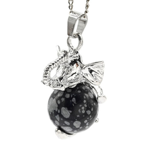 Подвеска Слон с обсидианом имитация 19*33мм