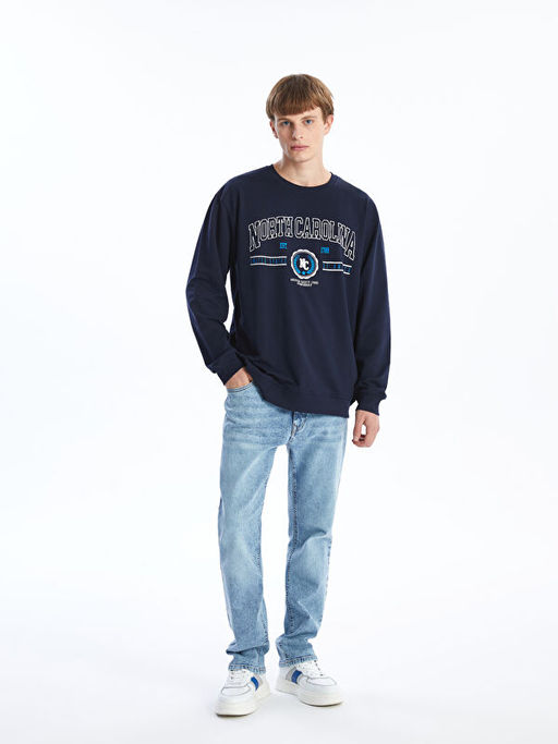 Bisiklet Yaka Uzun Kollu Erkek Sweatshirt